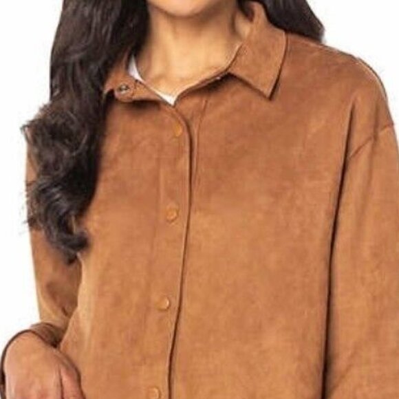 New Well Worn Women's Soft Faux Suede Shirt Jacket Size XXL Brown Longline Boho - Picture 2 of 13